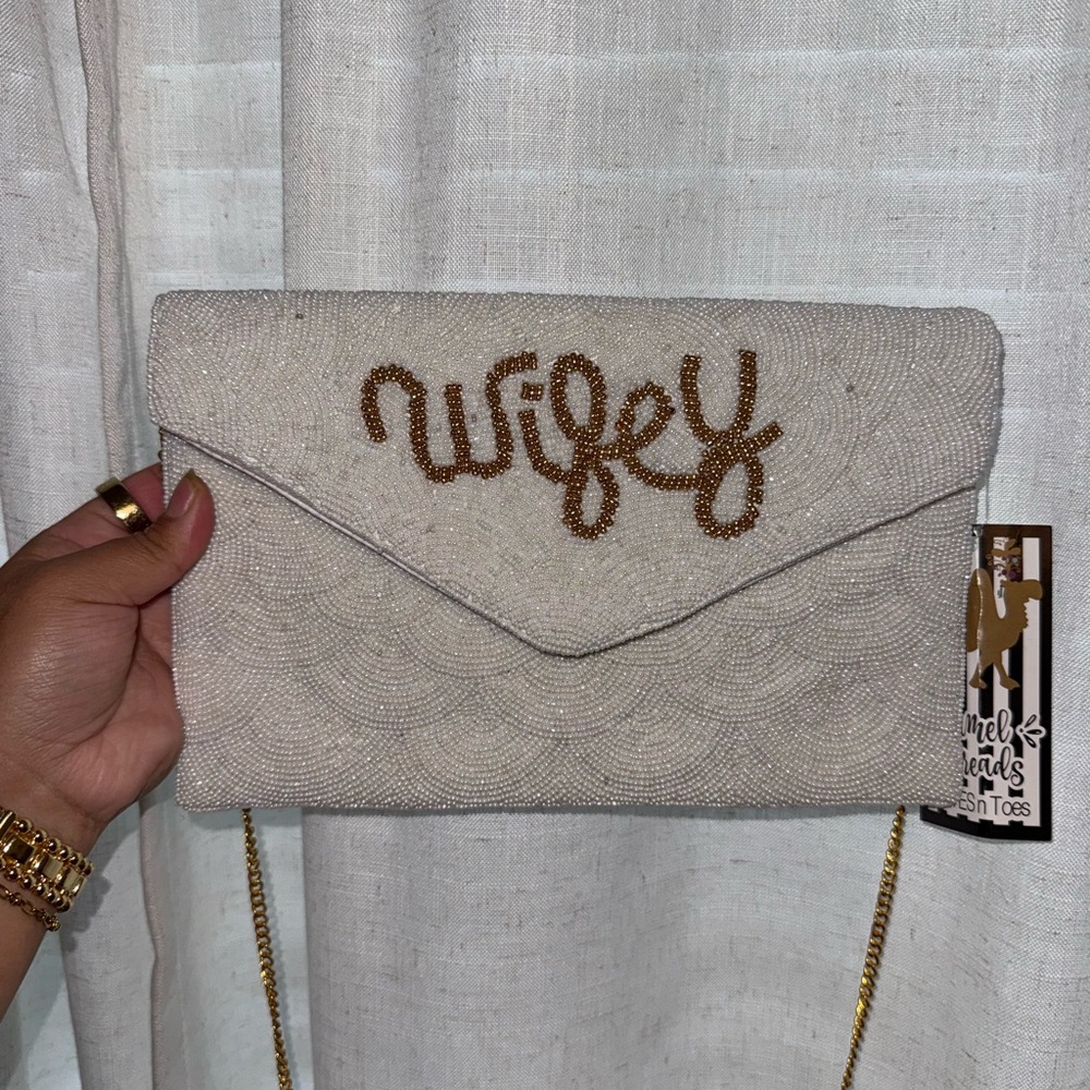 Wifey beaded clutch
